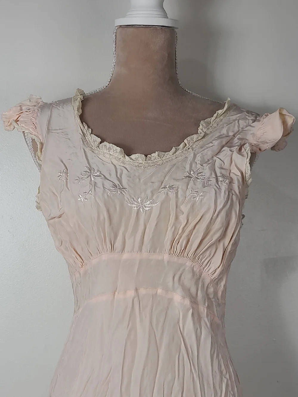 Vtg Eastern Isles 1940s Pale Pink Old Hollywood Glamour Full Lengh Nightgown 36 - Picture 9 of 16